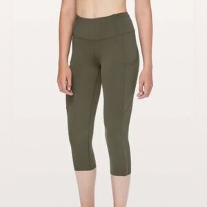 Lululemon Fast & Free Nulux 5-Pocket Mid-Rise Running Crop “19 Leggings Olive 10